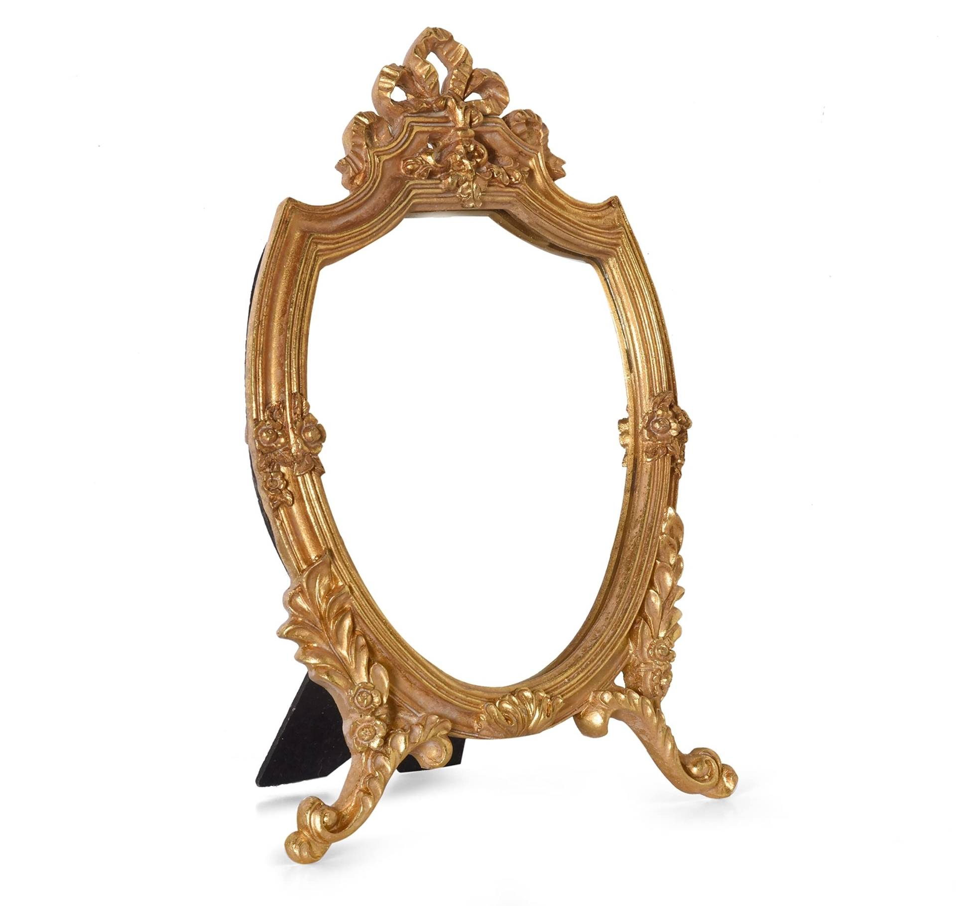 Tstarer Vintage Gold Framed Mirror, Decorative Mirror for Wall Mounted & Tabletop Standing 13" H x 8.2" L