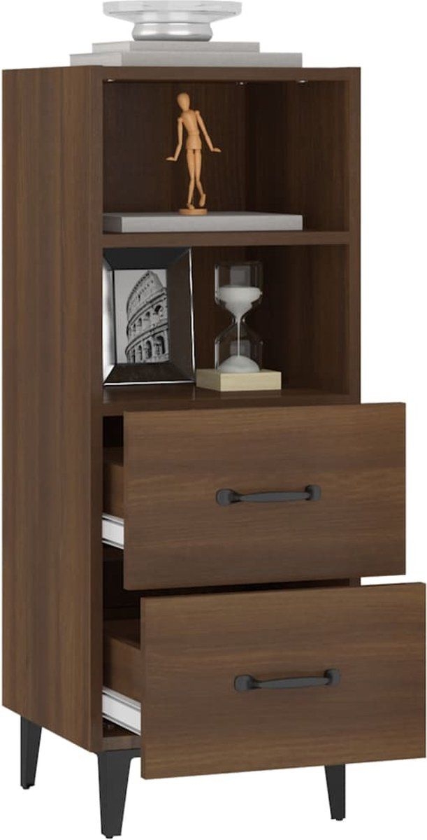 vidaXL Dressoir 34,5x34x90 cm bewerkt hout bruineikenkleurig