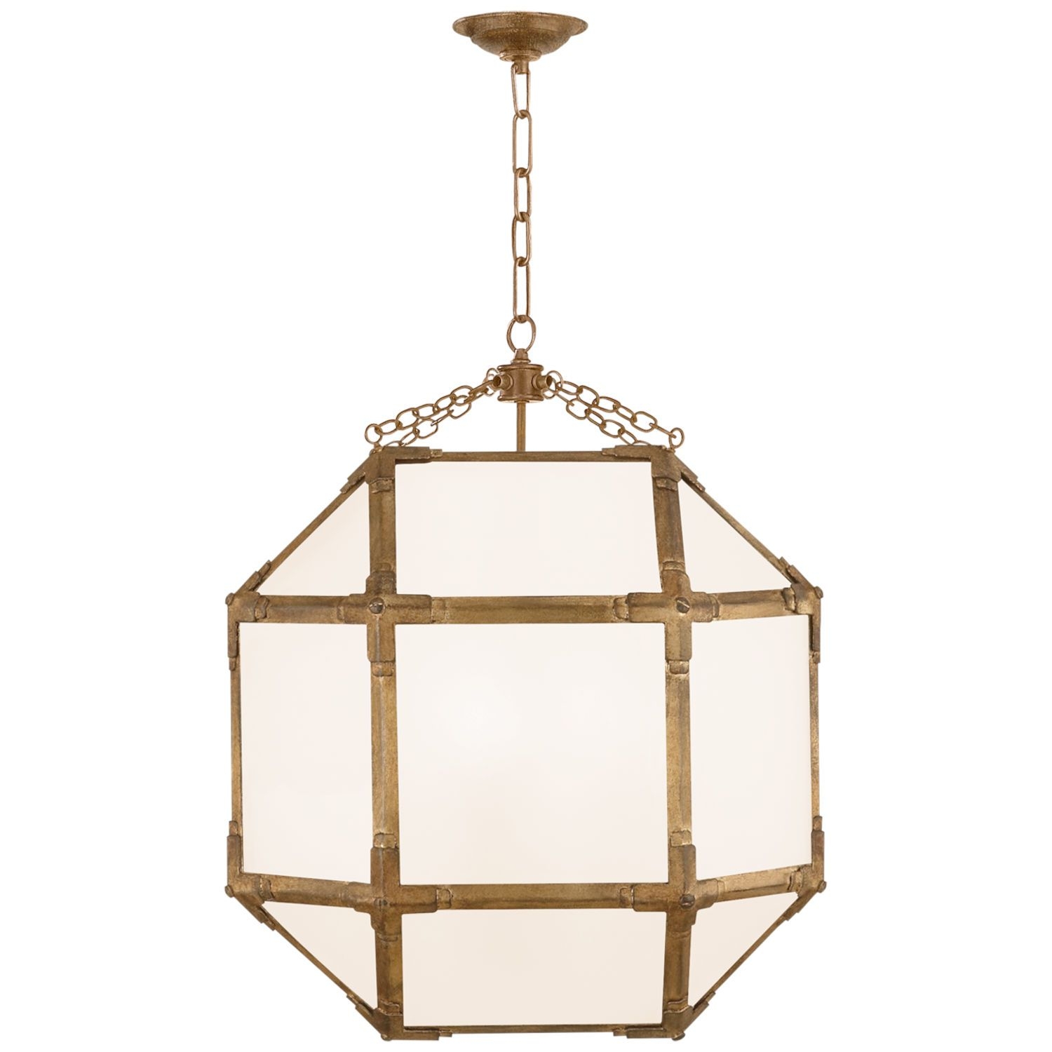 Visual Comfort Signature Collection Morris Medium Lantern w/ White Glass by Suzanne Kasler in Gilded Iron Gold, Transitional | Bellacor | SK 5009GI-WG