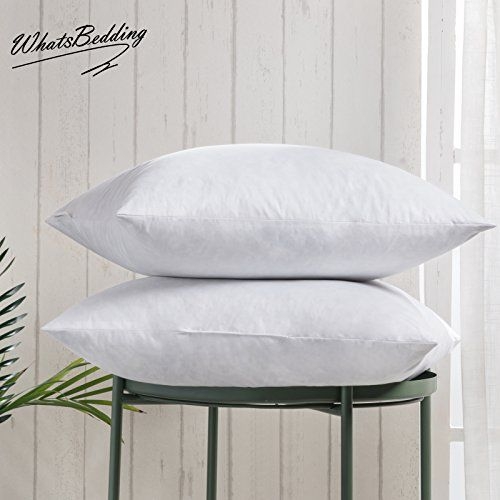 Whatsbedding 100 Cotton Throw Pillow Insert Sham Stuffer Filled With Down And Feather For Firm Sleepers Square Decorative Couch Pillows Used For Sof