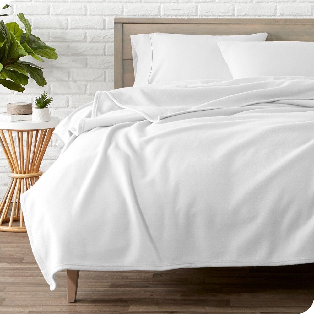 White King Size Lightweight Polar Fleece Blanket by Bare Home