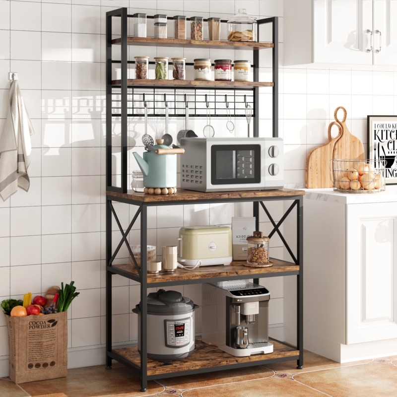 34.25'' Iron Standard Baker's Rack with Microwave Compatibility