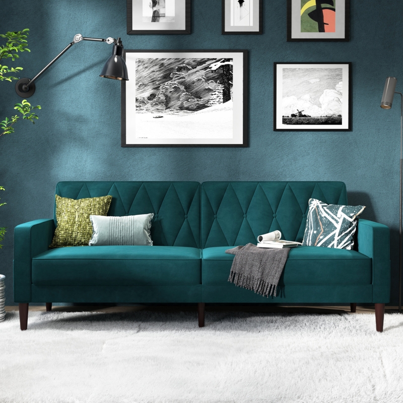 79.4'' Wide Velvet Split Back Convertible Sofa
