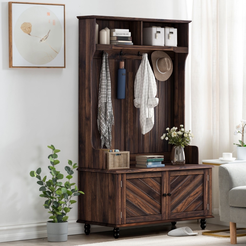 Aaltien Hall Tree 40.1'' Wide with Bench and Shoe Storage