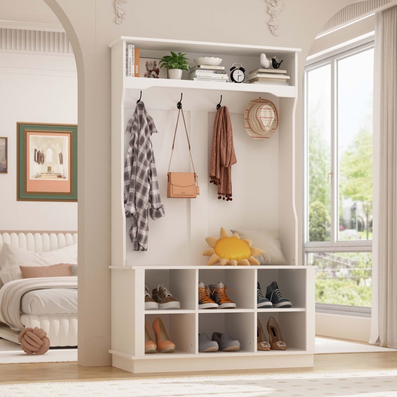 Aldoyn Hall Tree 39.8'' Wide with Bench and Shoe Storage