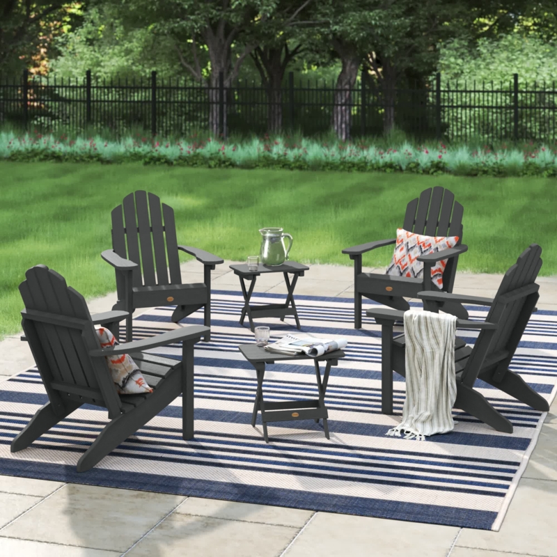 Anette Plastic Folding Adirondack Chair with Table