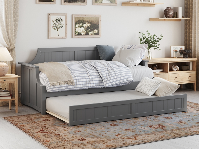 Antavious Coastal Cottage Solid + Manufactured Wood Twin Size Daybed with Twin Trundle