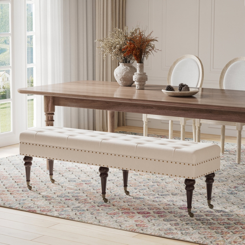 Araeya Linen Upholstered Bench