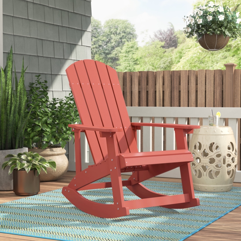 Baltazar Adirondack Style Poly Resin Wood Rocking Chair for Indoor/Outdoor Use