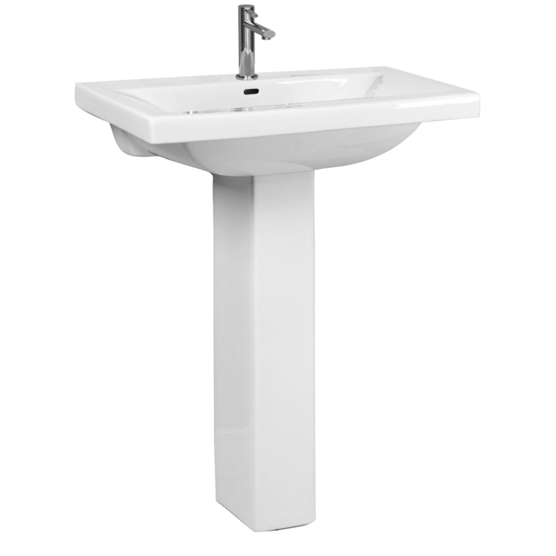Barclay Mistral White Vitreous China Rectangular Pedestal Bathroom Sink with Overflow