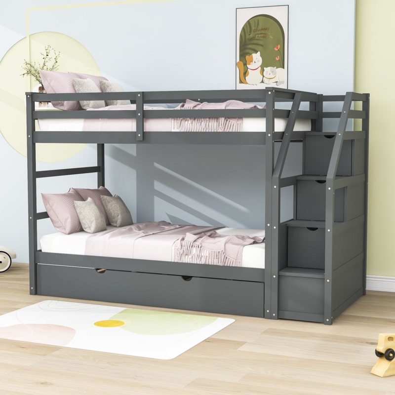 Breece Kids Twin Over Twin Bunk Bed with Trundle