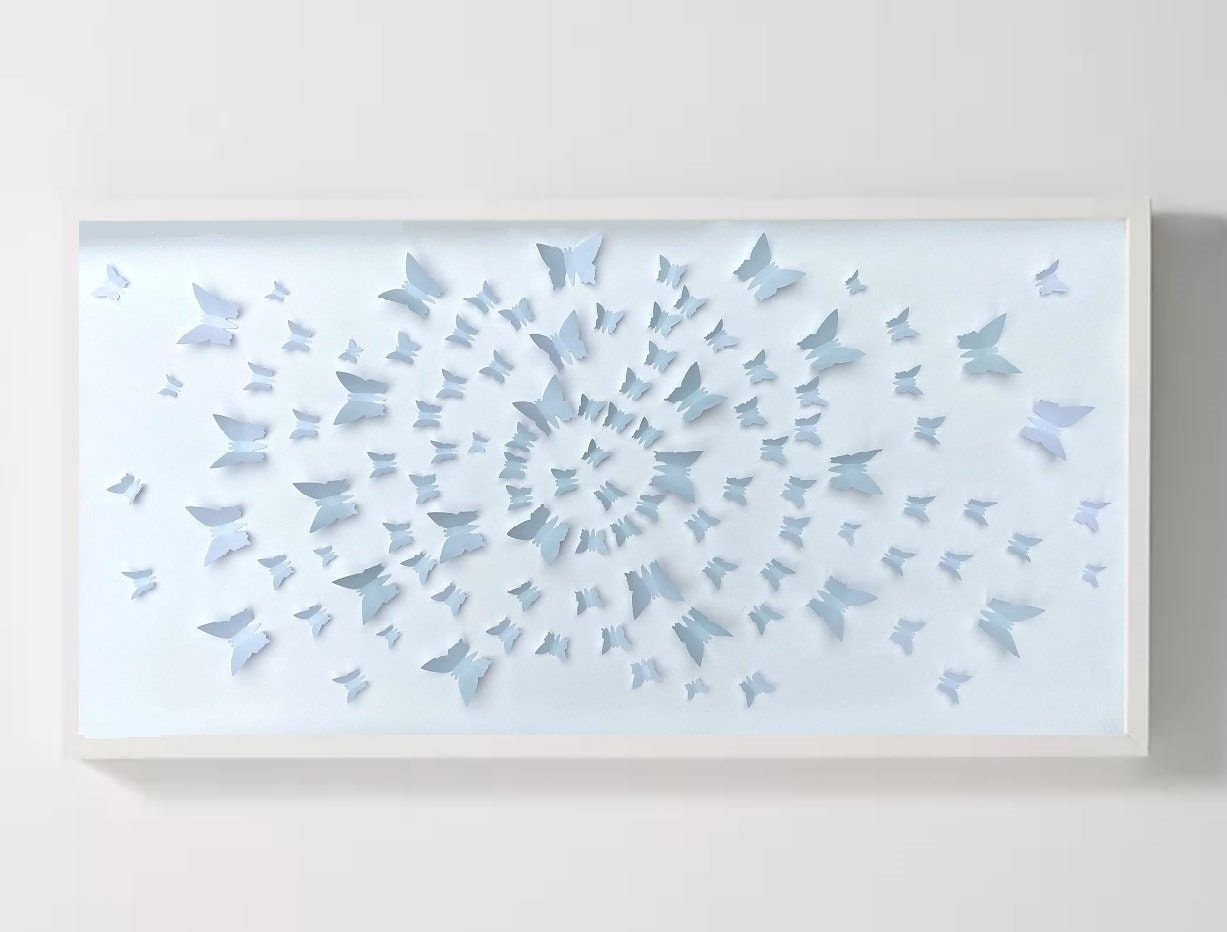 Butterfly art. Butterfly framed art. Blue ombre butterflies. Home decor. Wall art. 3D butterflies.