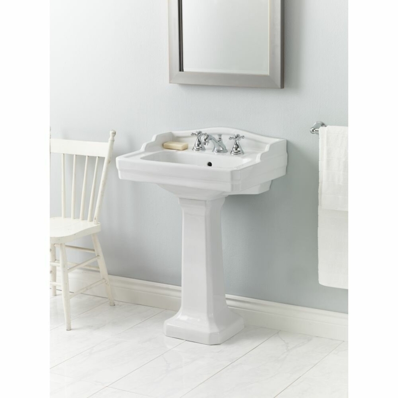 Cheviot Products Essex White Vitreous China Rectangular Pedestal Bathroom Sink with Overflow