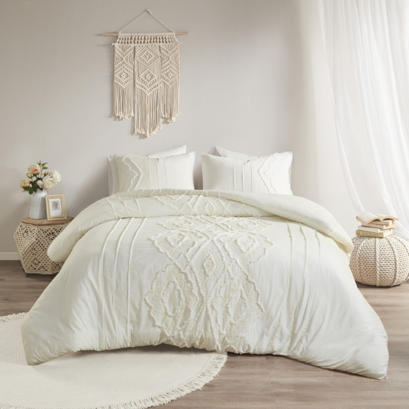 Chittening Boho Style Embroidered 100% Cotton Comforter Set