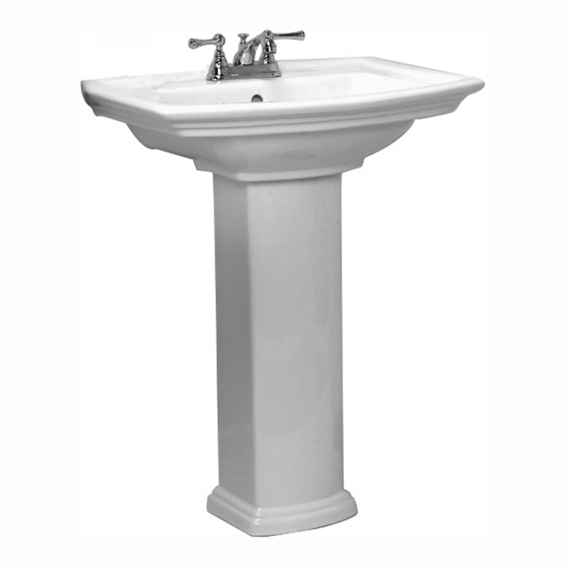 Darby Home Co Gaynell 27.38'' Tall White Vitreous China Rectangular Pedestal Bathroom Sink with Overflow