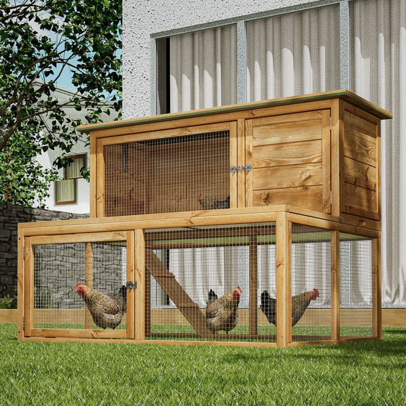 Demery Wooden 2-Tier Chicken Coops Hutch Poultry Cage Rabbit Cage House Pet Run Kennel