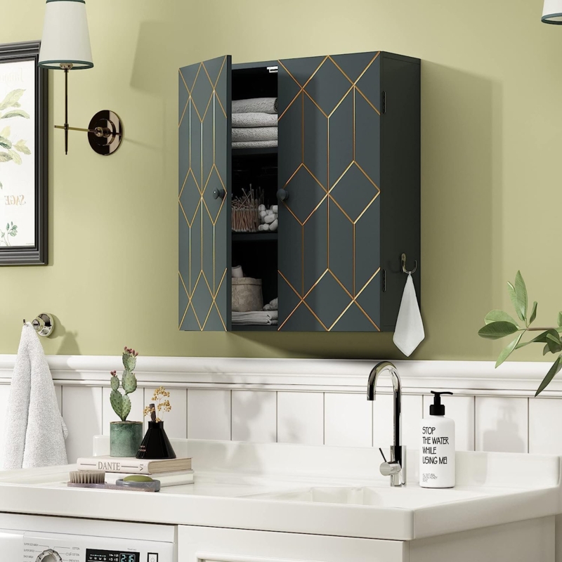Dorottya Solid Wood Wall Bathroom Cabinet