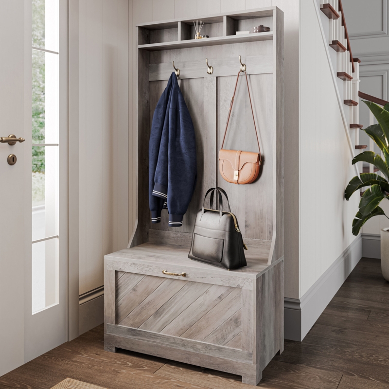 Etsuo Hall Tree 31.61'' Wide with Bench and Shoe Storage