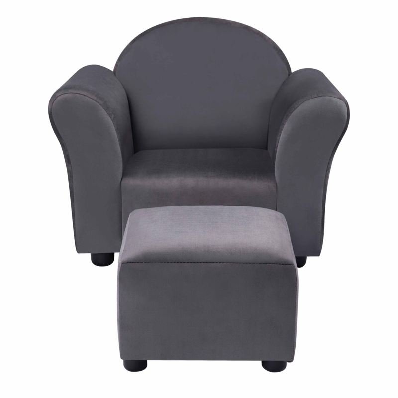 Fanna Kid Sofa Chair with Ottoman, Toddler Couch, Velvet Baby Chair, Kid Sofa Chair