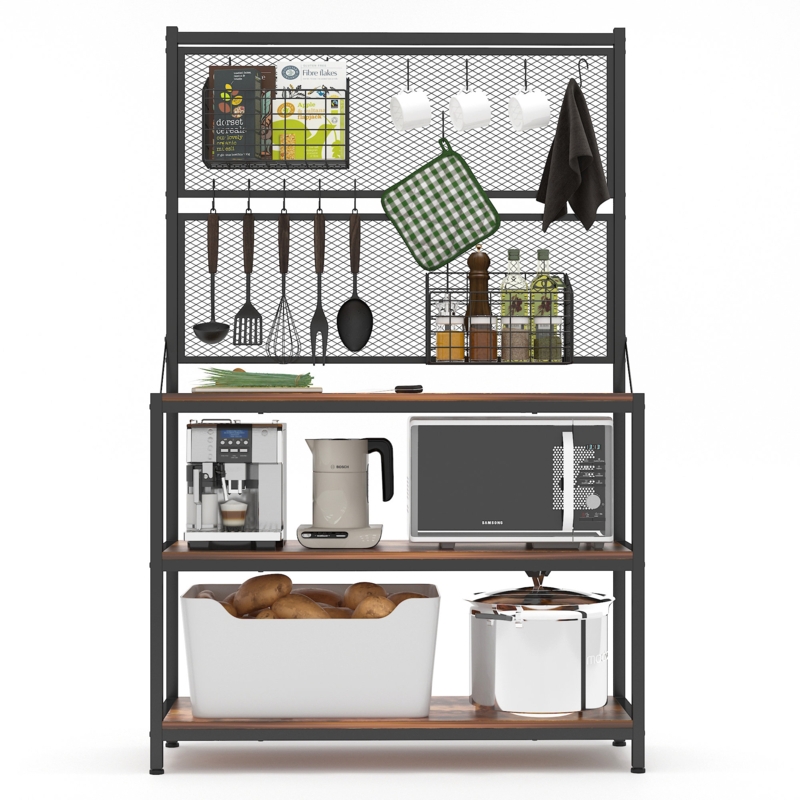 Floral 39.37'' Steel Standard Baker's Rack with Microwave Compatibility