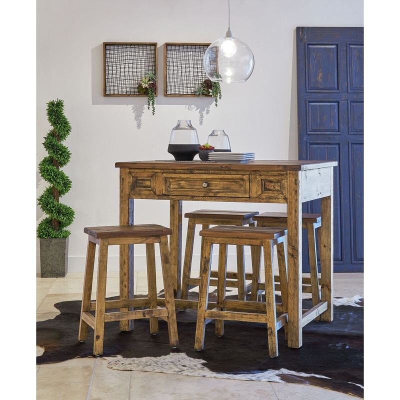 Floumoy Solid Wood Kitchen Island Set