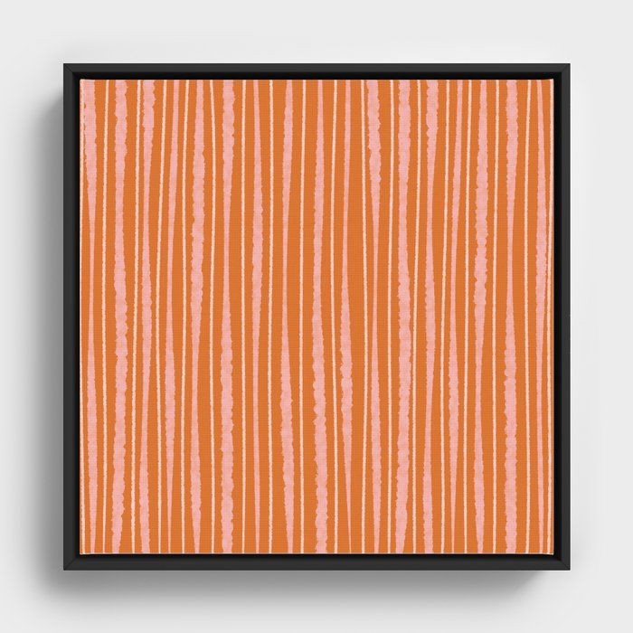 Framed Canvas | Organic Watercolor Striped Pattern Orange And Pink by Kierkegaard Design Studio - Black - 20" x 20" - Society6