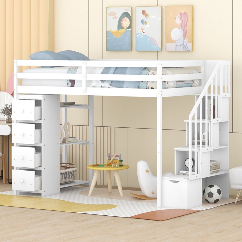 Guitta Kids Twin Loft Bed with Drawers