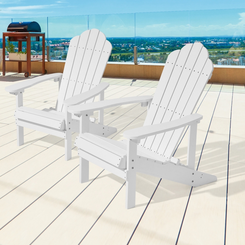 Hachirou Adirondack Chair Weather Resistant for Outdoors Lawn and Backyard (Set of 2)