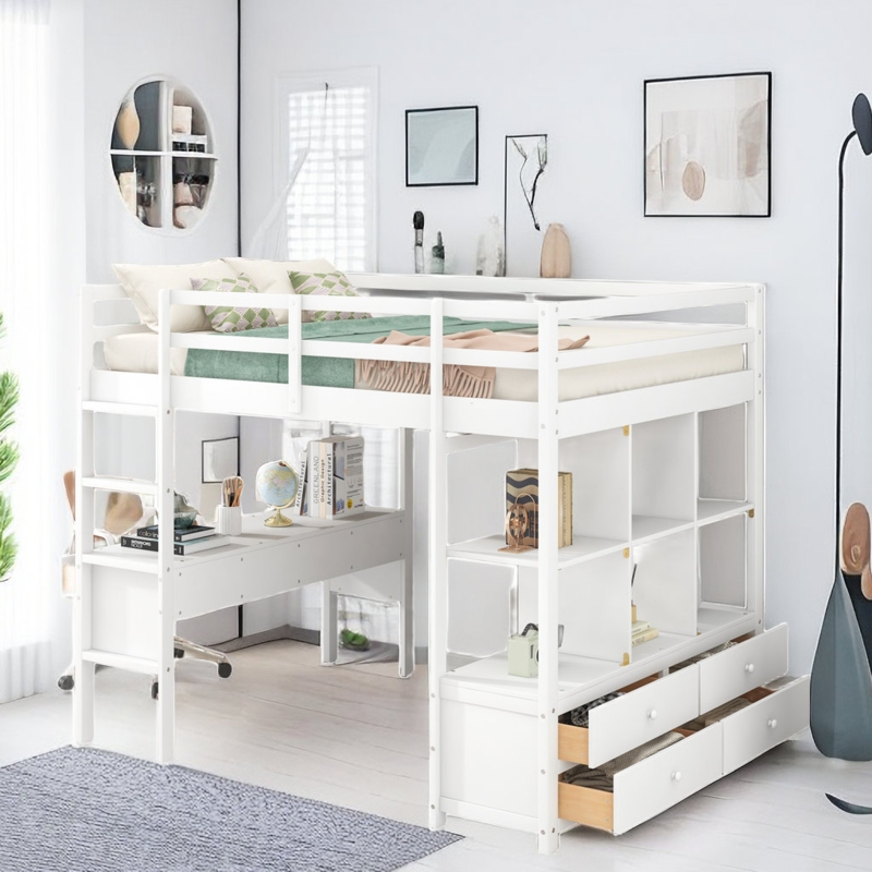 Full-Size Loft Beds With Stairs - Foter