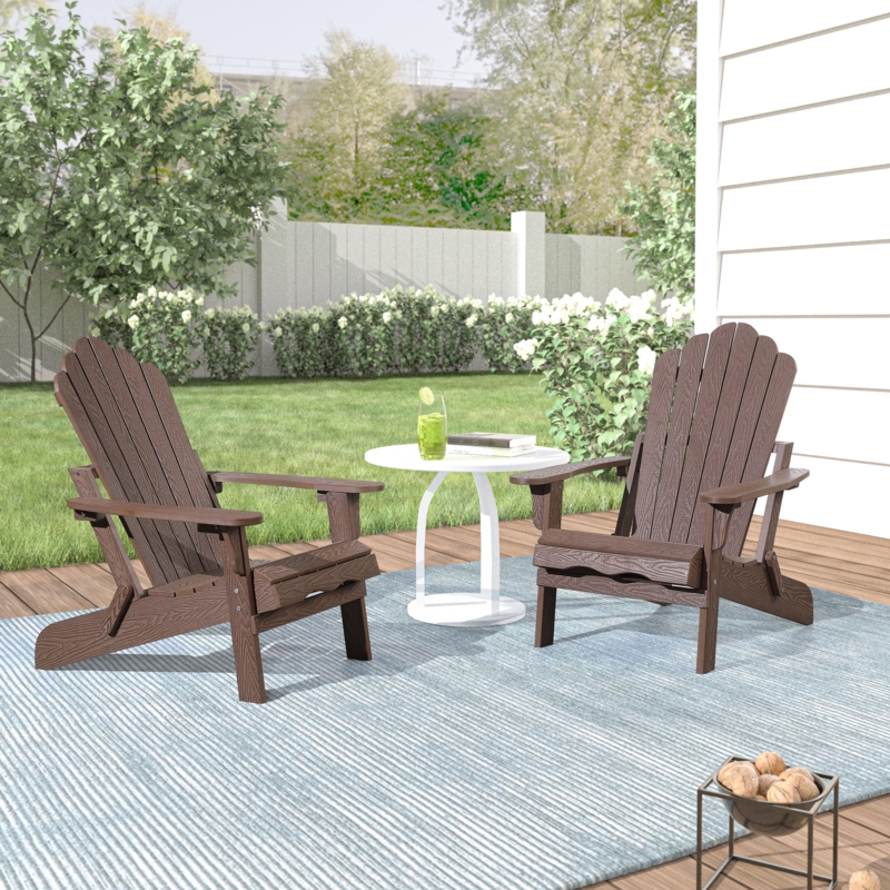 Henninger Plastic Folding Adirondack Chair (Set of 2)