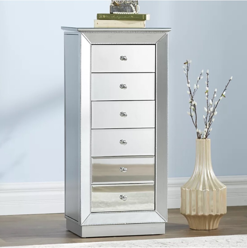 Holmen 18'' Wide Freestanding Solid Wood Jewelry Armoire with Mirror