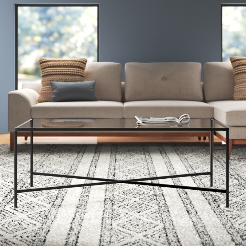 Holte 48" Glass and Steel Coffee Table