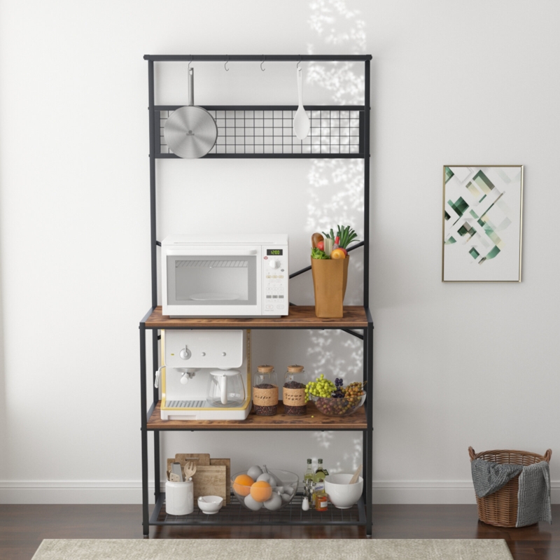 Jabian 31.5'' Wood Standard Baker's Rack with Microwave Compatibility