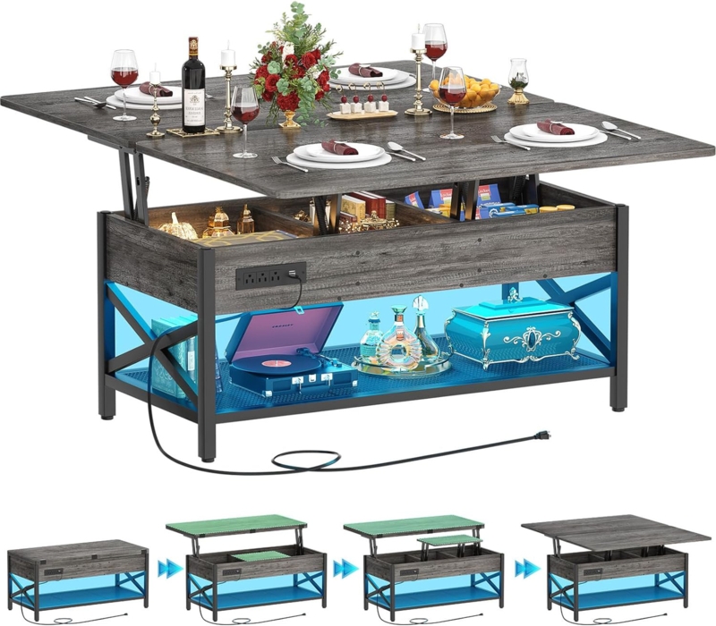 Jeraldean 42'' Coffee Table Lift Top with LED Light and Power Outlet