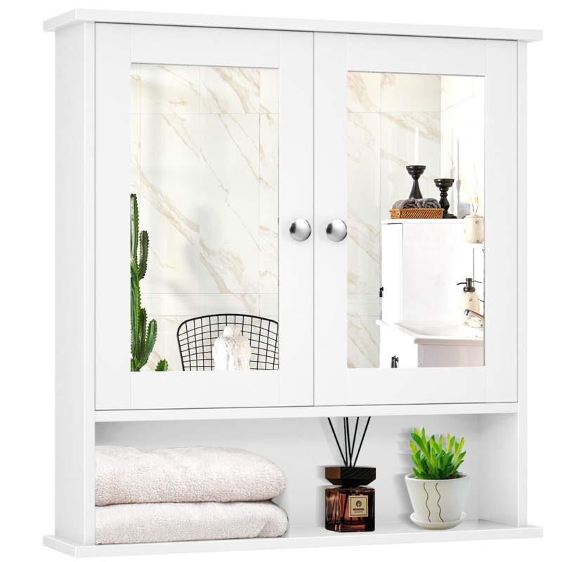 Johnphillip Surface Mount Framed 2 Doors Medicine Cabinet with 3-Position Adjustable Shelf