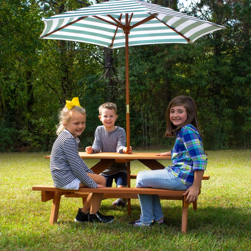 Kids 4 Piece Solid Wood Outdoor Table Or Chair and Chair Set and Bench