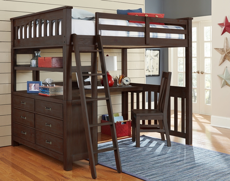 Mateo Solid Wood Loft Bed with Built-in-Desk with Chair