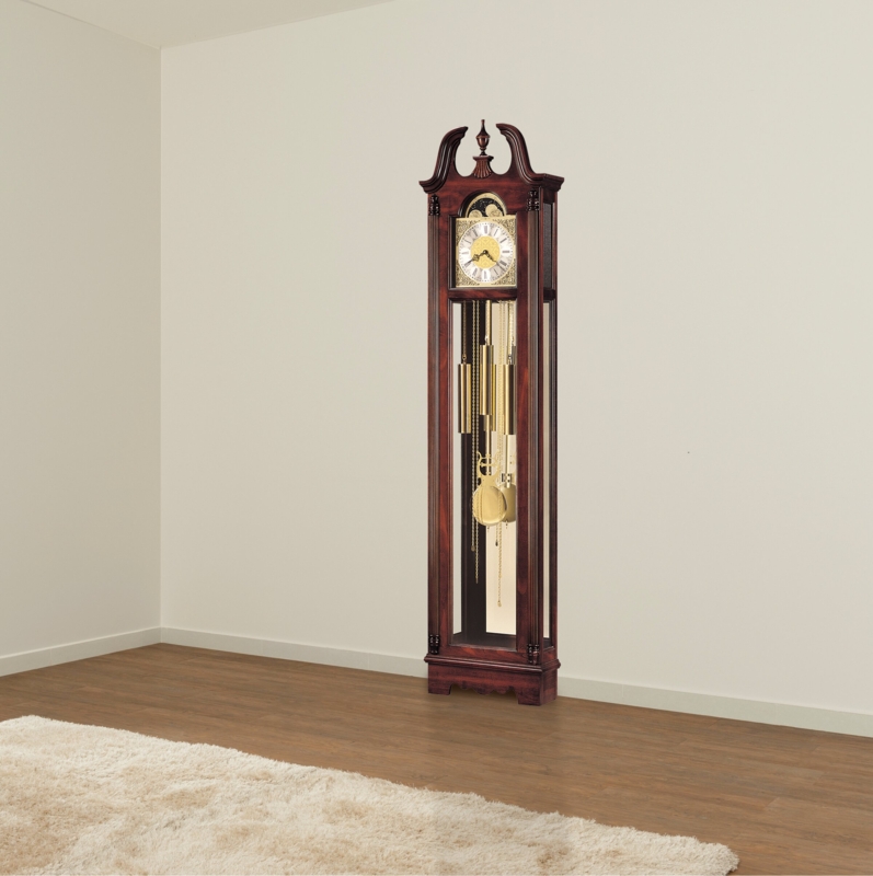 Nottingham 77.25'' H Solid + Manufactured Wood Grandfather Clock with Adjustable Chime Volume