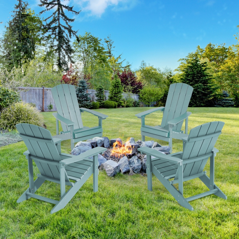 Patio Plastic Lightweight  Adirondack Chair (Set of 4)