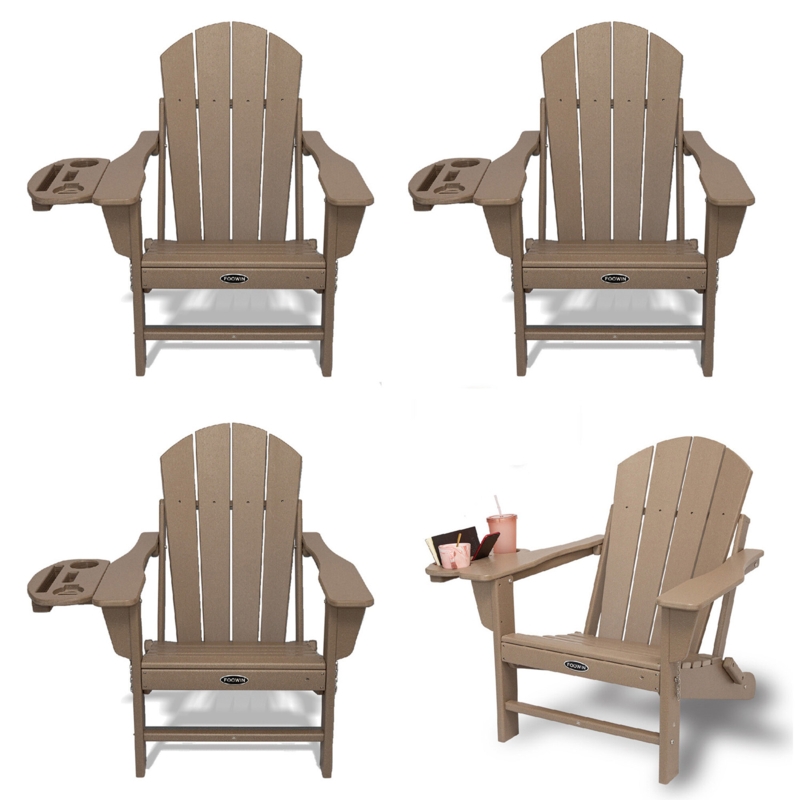 Plastic Folding Adirondack Chair With Cup Holder (Set of 4)