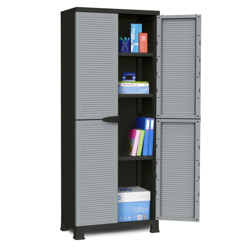 PRESTIGE UTILITY 3 Shelf Lockable Storage Cabinet, Gray