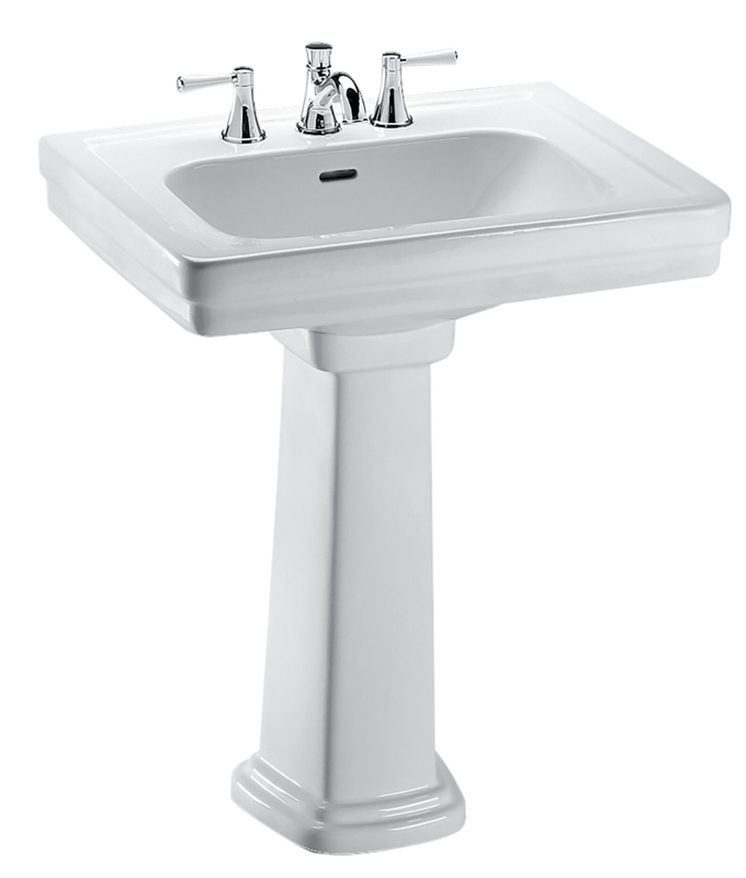 Promenade® Vitreous China Rectangular Pedestal Bathroom Sink with Overflow