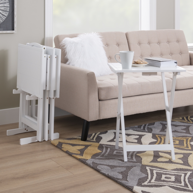 Radstock 5PC Wood Folding Tray Table Set with Stand