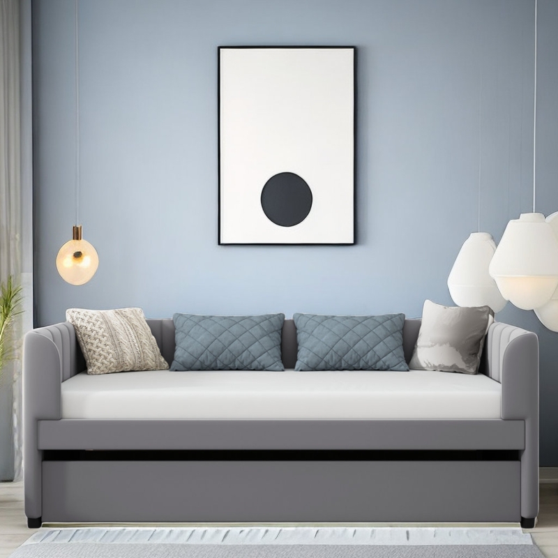 Shielah Velvet Daybed with Trundle