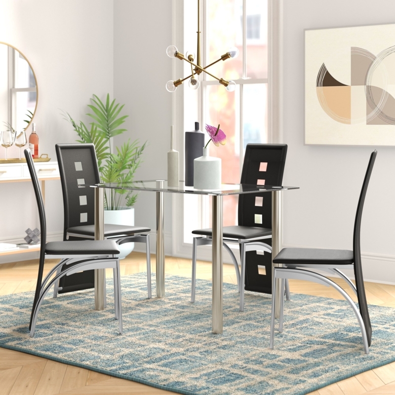 Vasken 5 - Piece Glass Top Dining Set