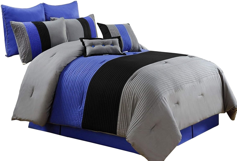 Wyndmere 8-Piece Pleated Stripe Microfiber Comforter Set