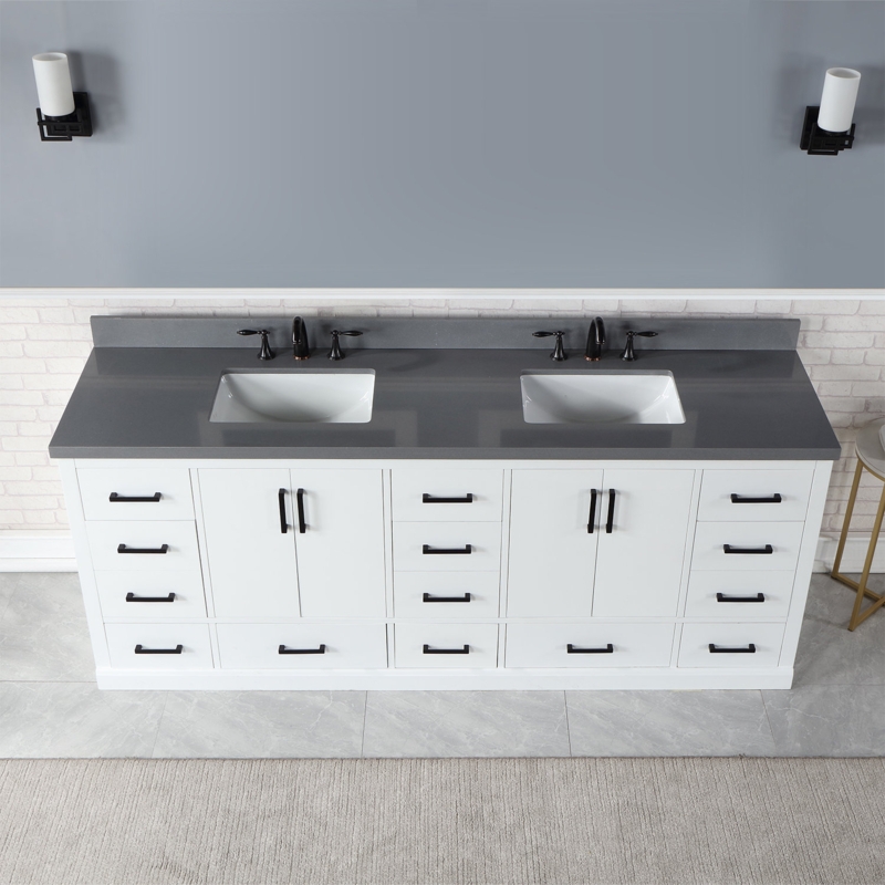 Xannder 84'' Double Bathroom Vanity with Cultured Marble Top