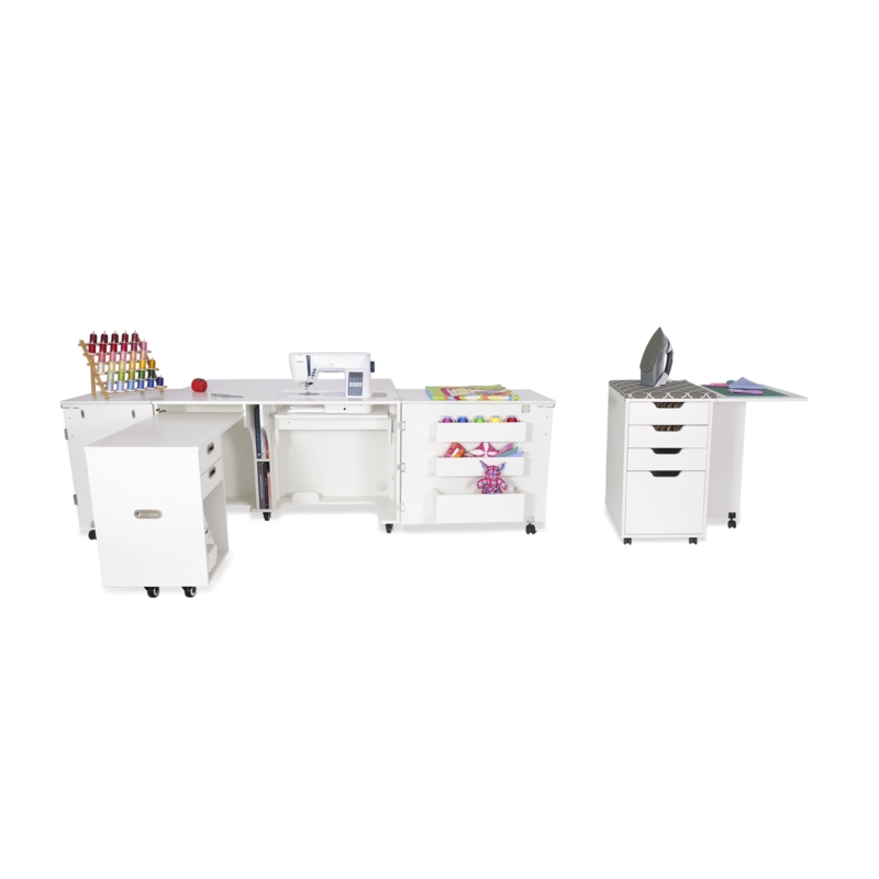 100.5'' x 45.75'' Foldable Sewing Table with Sewing Machine Platform and Wheels