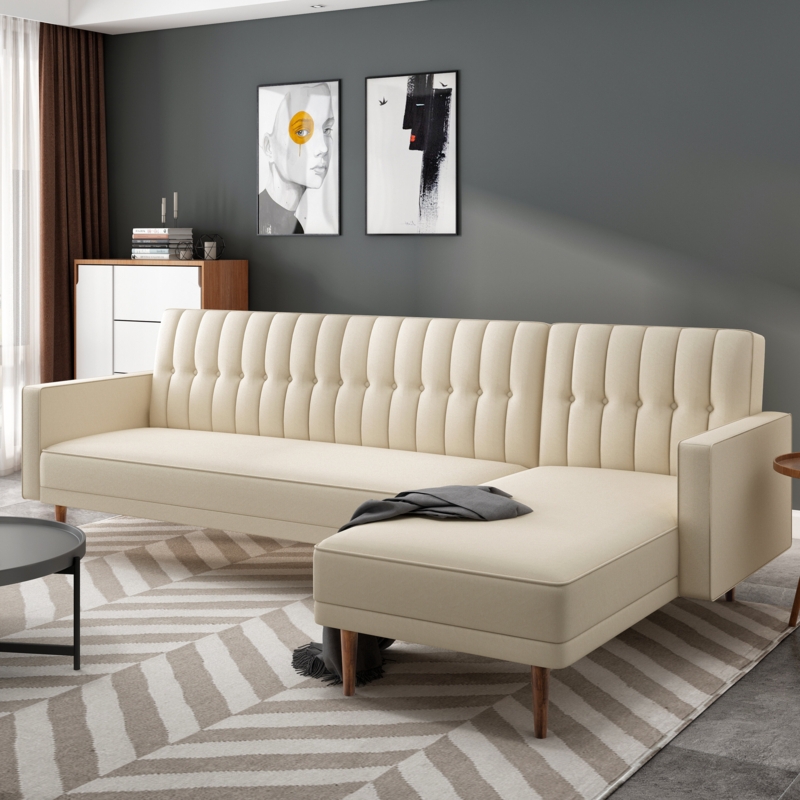 112" Wide Reversible Sofa Bed & Chaise Sectional