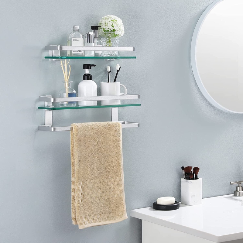 2 Piece Floating Shelf with Towel Bar